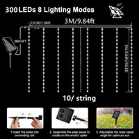 Rideau lumineux solaire imperméable pour l'extérieur, guirlande féerique solaire, guirlande lumineuse pour jardin, cour, pavillon, fête de mariage, décoration de vacances 6