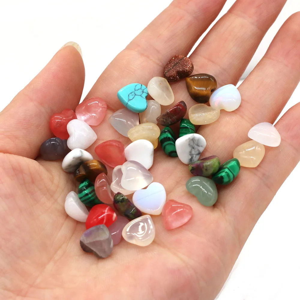 

20pcs Natural Stone Cabochon Mixed Color Heart Shape Turquoises Rose Quartzs Cabochon No Hole for Jewelry DIY Making Wholesale