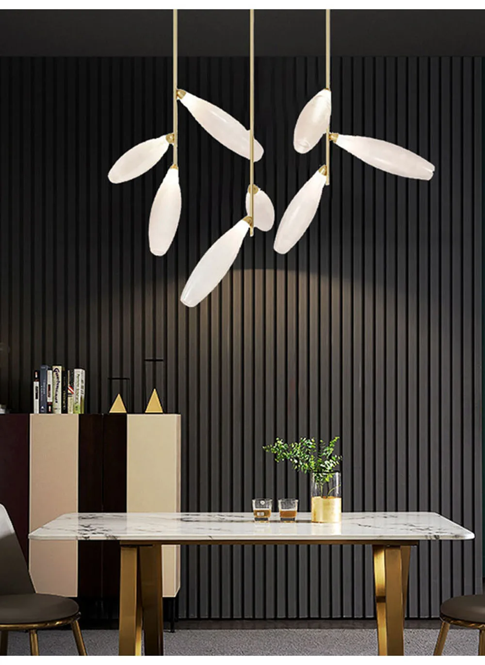 Description Picture 6 of itemNordic Postmodern Luxury White Glass Ceiling Pendant Light Dining Room Living Room Lustres Hanging Lamp Home Decor Lustres