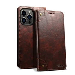 Elegant Leather Flip Cover with Magnetic Card Holder - iPhone 12 Mini (Brown)