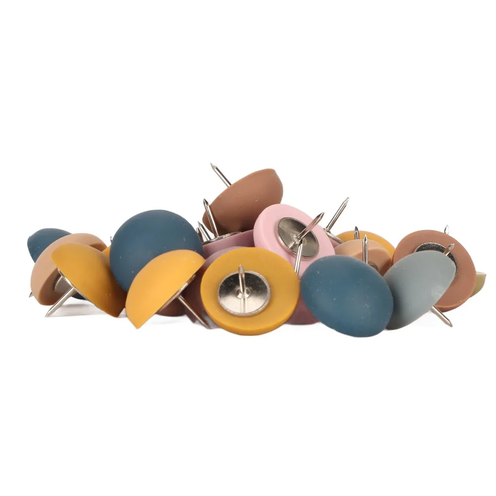 30Pcs 모란디 컬러 라운드 헤드 푸시 핀 장 무광택 라운드 헤드 푸시핀 다기능 반원형 헤드 라운드 헤드 핀
