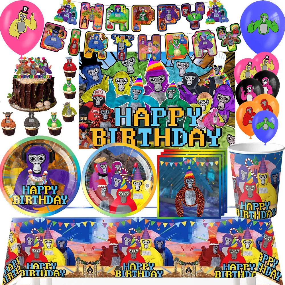 Jungle Safari Birthday Party Decor Set - Disposable Tableware & Decorations with Animal Plates, Napkins, Banner, and Backdrop