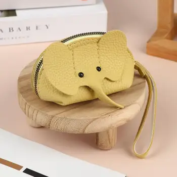 Portamonete da donna in pelle PU a forma di elefante con portachiavi, borsa multifunzionale con cerniera, custodia per chiavi