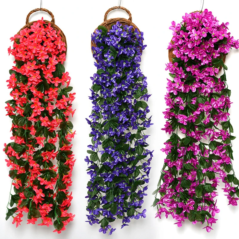 Artificial Flowers Violet Party Decoration Simulation Valentine's Day Wedding Wall Hanging Basket Orchid Fake