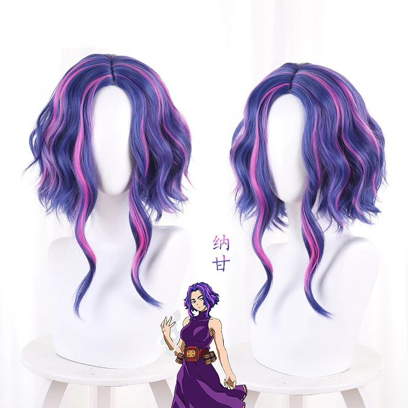 

Парик для косплея аниме Моя геройская Академия леди нагант сезон 6 леди нагант 40 см длинный синий и фиолетовый парик для косплея на Хэллоуин + шапочка для парика
