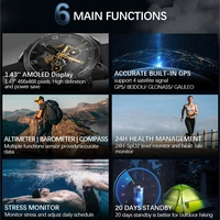 NORTH EDGE Cross Fit 3 GPS Watches Men Sport Watch 1.43 HD AMOLED Display 50M ATM Altimeter Barometer Compass Smartwatch for Men 4