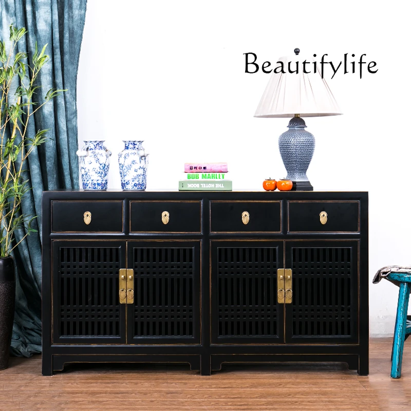 

Nordic Retro Solid Wood Painted Lacquer Sideboard Cabinet Household Minimalist Storage Cabinet