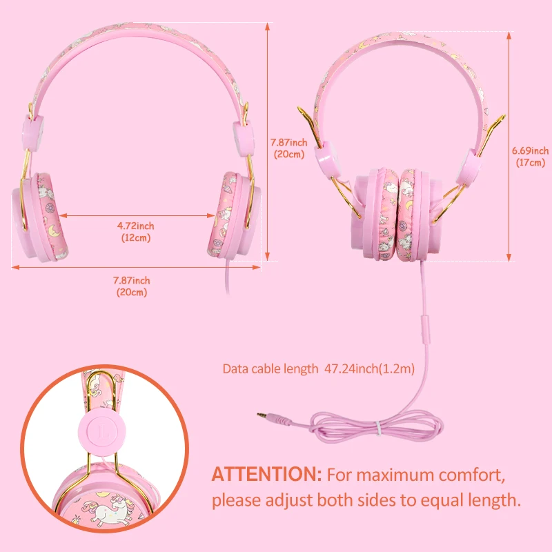 Casque Licorne pour filles Enfants pour l'école, Casque Bluetooth pour  enfants avec microphone et prise jack 3,5 mm, Casque sans fil pour  adolescents avec Adjustab