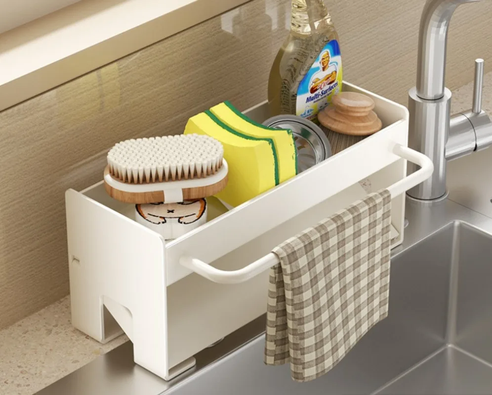 Kitchen Shelf Floor Countertop Faucet Sink Supplies Household Seasoning Rag Storage Drain Artifact Kitchen Items