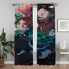 Elegant Room Curtains 2 Pieces Demon Slayer Living Room Curtain Home Interior Curtains for Camera Shades Tulle for Bedroom Child 3