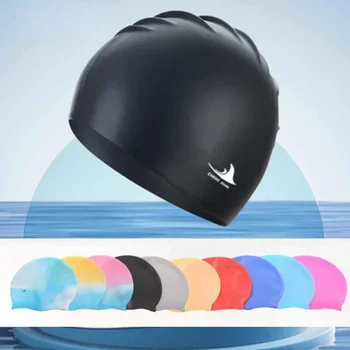 Cuffia da nuoto in silicone impermeabile cappello da bagno per uomo donna adulto bambini capelli lunghi berretti da piscina attrezzatura da nuoto per immersioni berretto elastico nuovo 1