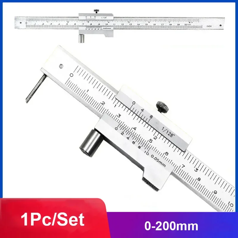 

0-200mm Marking Vernier Caliper with Carbide Needle Scriber Parallel Crossed Marking Gauge Measuring Ruler Measuring Tool