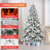 5FT/6FT/7FT Pre-lit Artificial Christmas Tree 1514 Branch Tips Automatic Open PE/PVC Mixed Flocking Xmas Tree Metal Stand Base 2