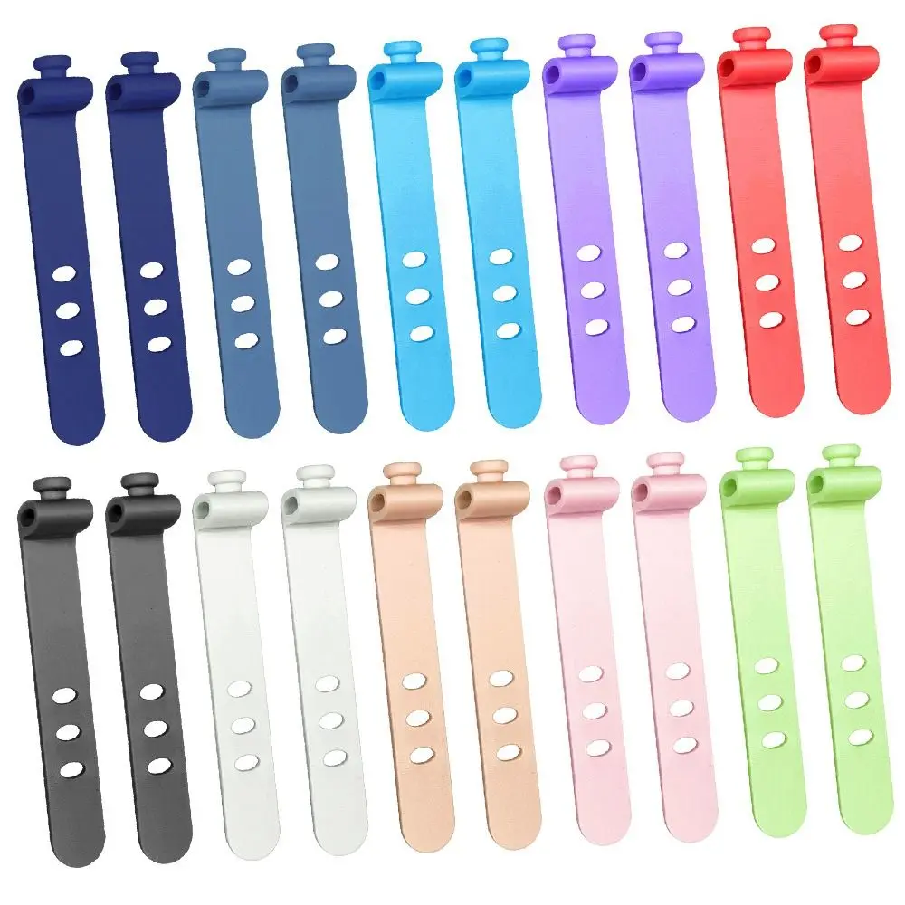 

10Pcs Adjustable Winder Reusable Silicone Fastening Cable Strap Tape Soft Wire Organizer Management Earphone Date Cable Tie Cord