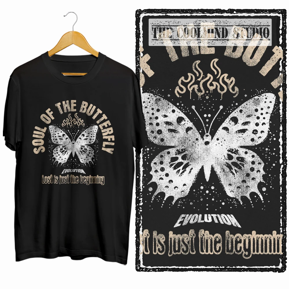 Coolmind X0122 Free as a Butterfly 100 % Baumwolle, exklusives grafisches Herren-T-Shirt, große Streetwear-T-Shirt für Herren, T-Shirts – Detail 1
