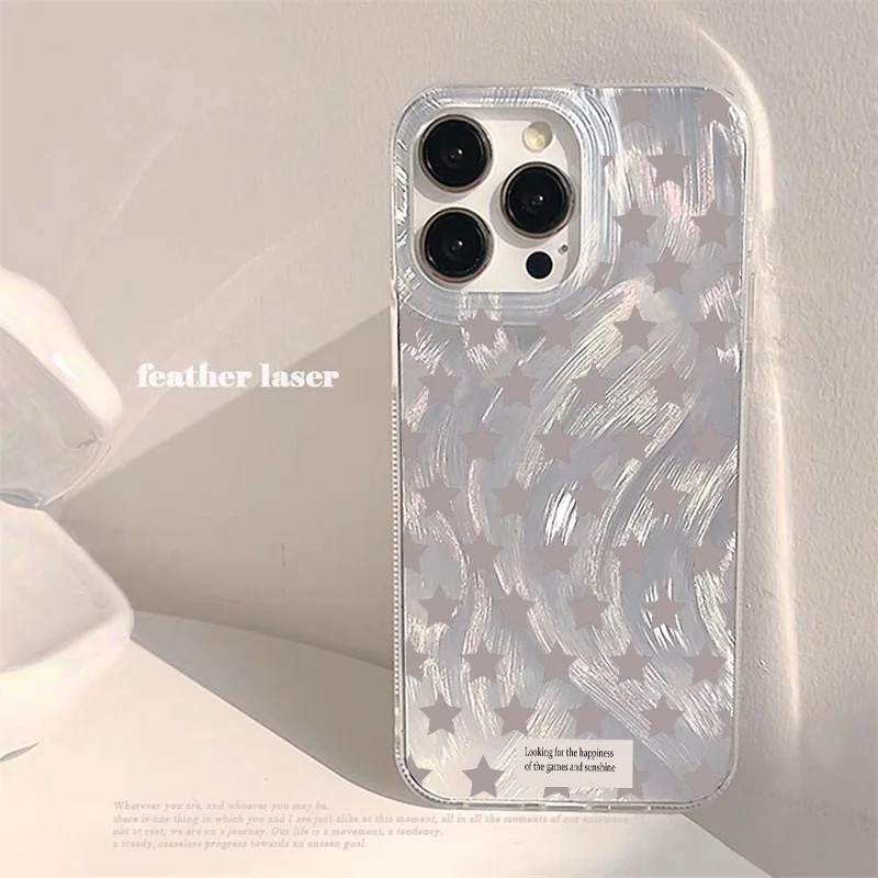 Korean Cute Y2K Star Minimalist Clear Phone Case - TPU Soft Cover