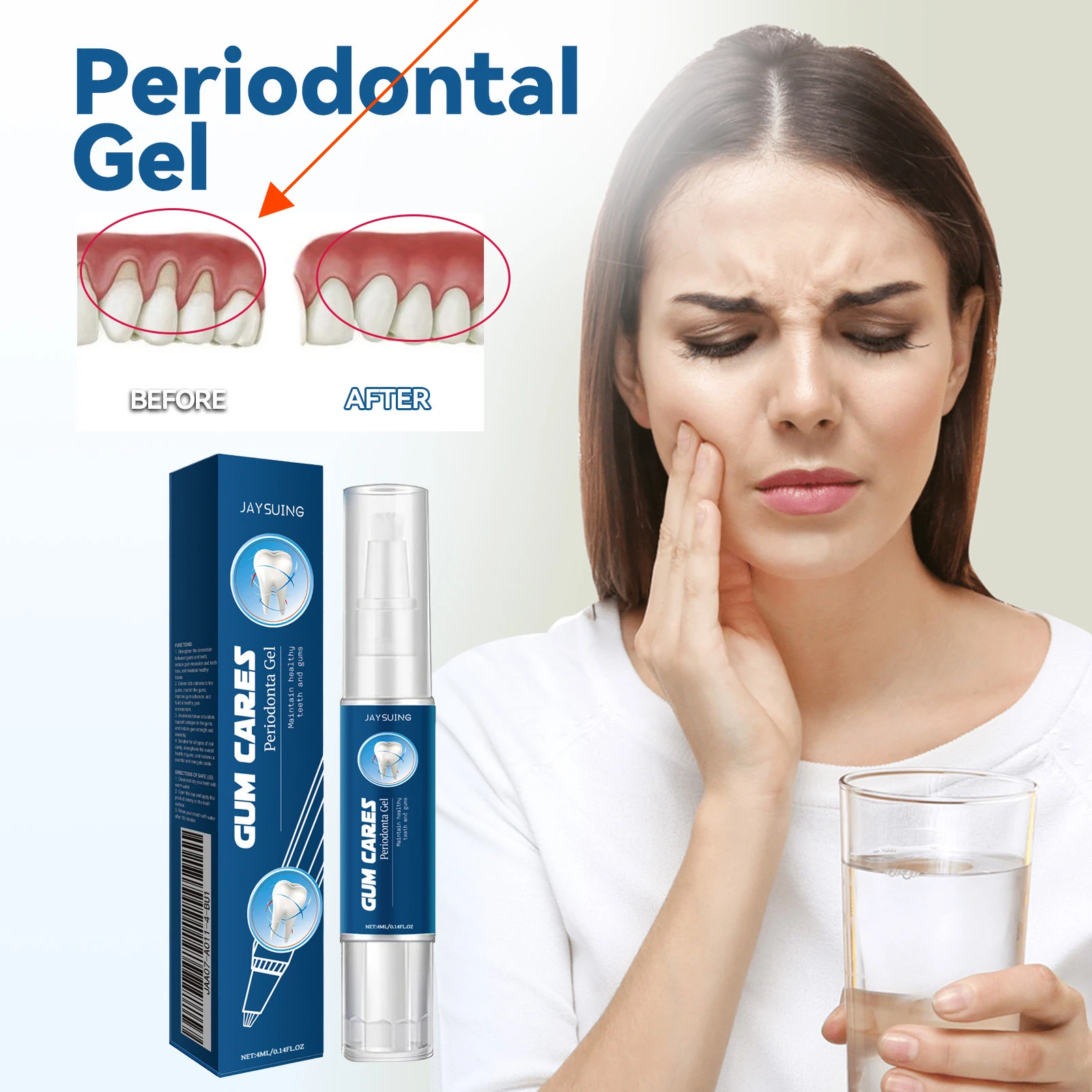 Damaged Gum Repair Care Gel Relieves Sore Gums Allergies Deep Cleaning Stains, Tartar, Swollen Sore Gums Gum Cleansing Gel