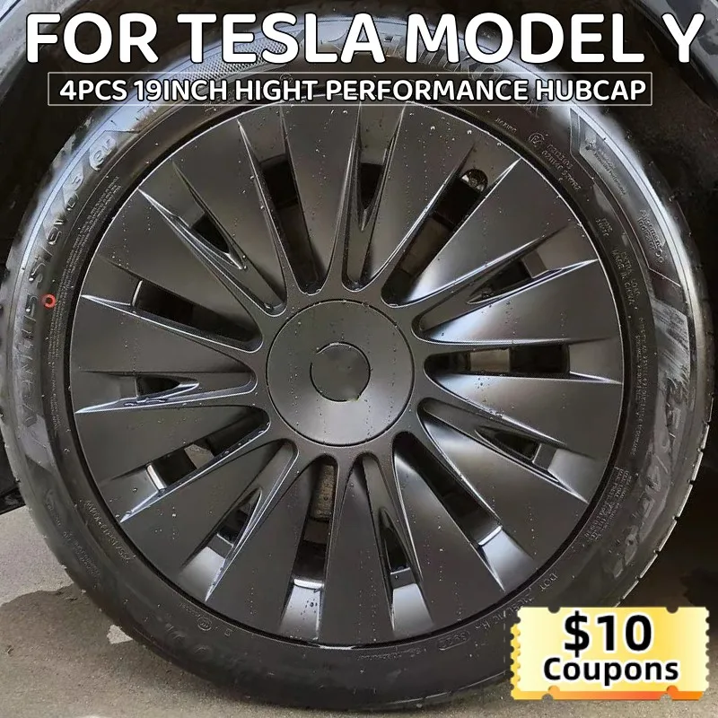 Enjoliveurs de Roue de 19 Pouces Compatibles avec les Jantes Tesla Model Y  2020-2023, 4 Enjoliveurs de Roue de Rechange, Protecteur de Jante