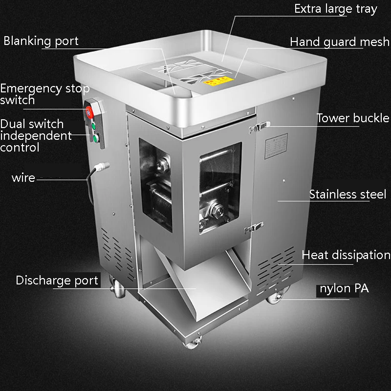 110V/220V Electric Meat Cutting Machine Commercial Home Meat Cutter Machine Stainless Steel Meat Slicer for Cutting Sausages 3