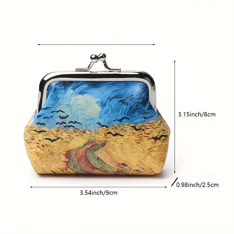 Van Gogh Oil Painting Small Coin Purse Landscape/Flower Pattern 1pc coin purse,coin wallet,plush coin purse,change bag