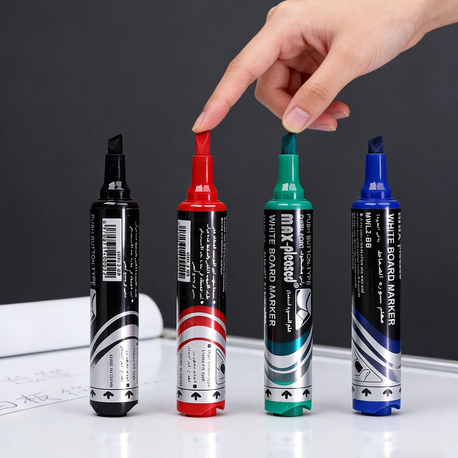 Vibrant Quick-Dry Chisel Tip Whiteboard Markers - 4 Pack, Low-Odor, Ideal