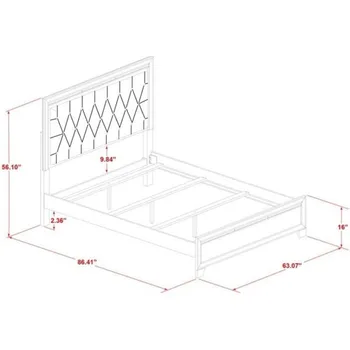 PA05-Q2N000 Pandora 3-Piece Bedroom set with an Adjustable LED lighting Headboard Queen Size Bed 2 modern nightstands - White F 3