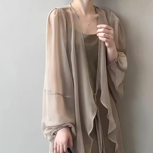 Cardigan Donna Corto Bolero In Viscosa - Maniche Lunghe, Design Irregolare, Leggero Per Primavera E Autunno, Taglie S-XXL - Foto 5