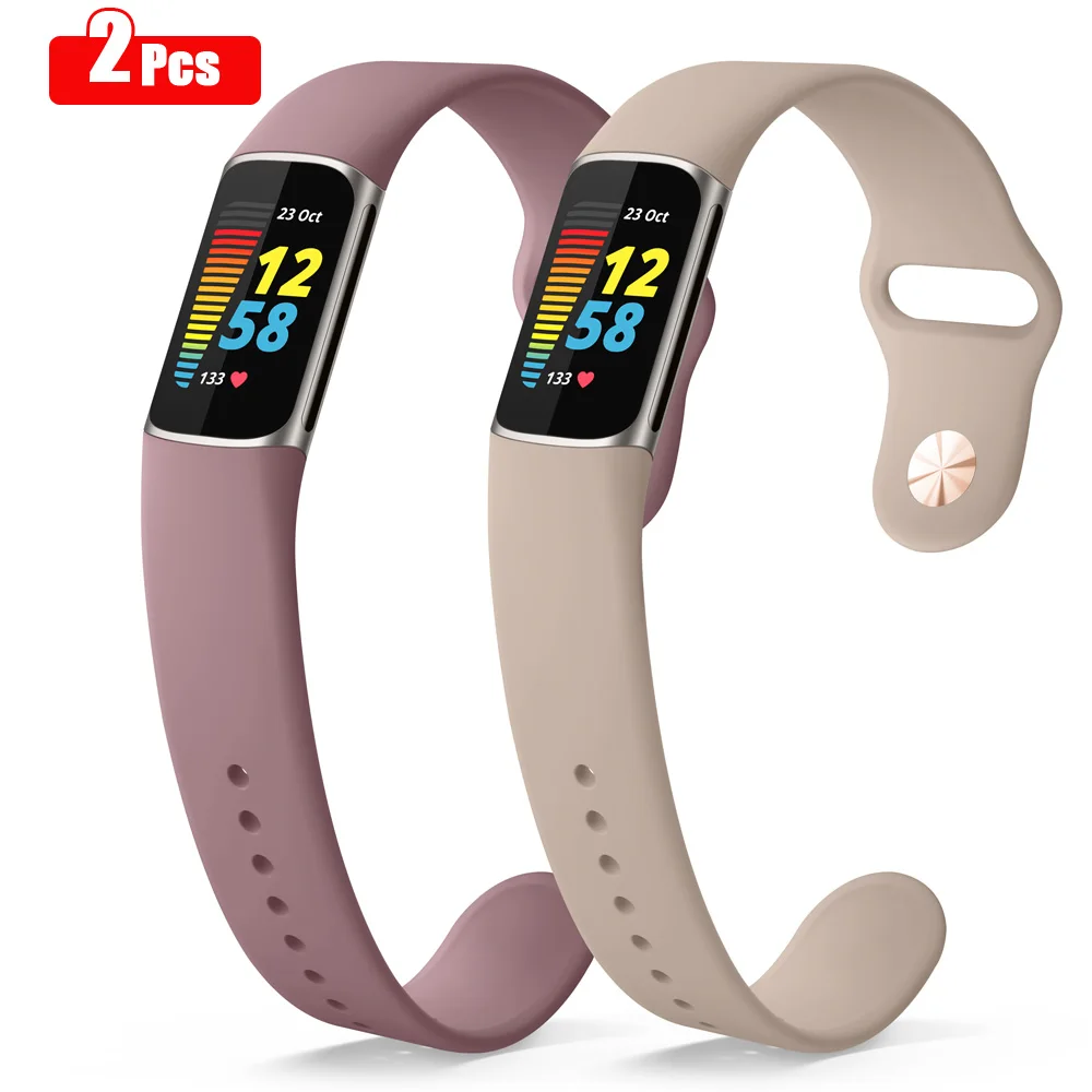 

2 Pack Soft Silicone Band For Fitbit Charge 5 6 Strap Watchband Adjustable Wristband Replacement For Fitbit Charge 5 6 Bracelet