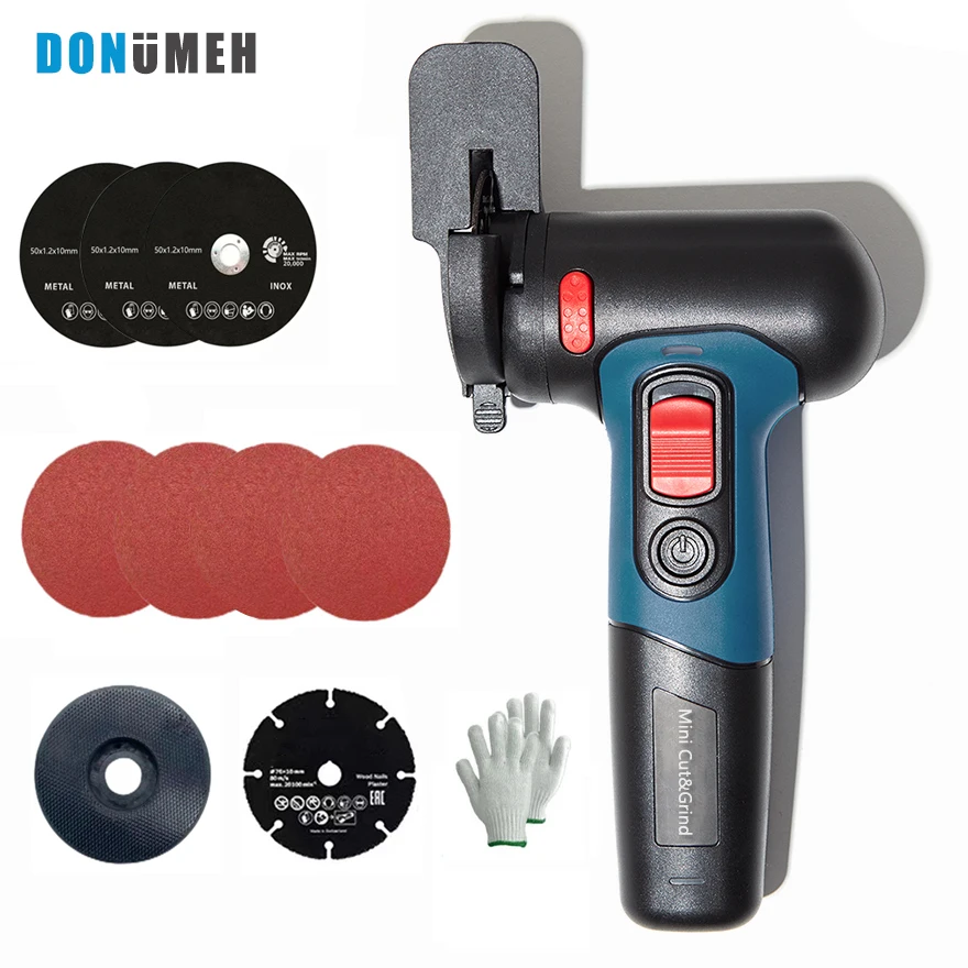 DONUMEH Cordless Angle Grinder 7.2V Type-c USB Rechargeable Lithium Battery Easy Grinding Polishing Cutting Machine Power Tools