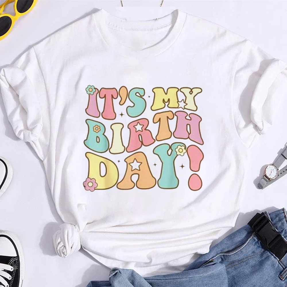 

Women's Fashion Birthday Party T Shirt for It's My Birthday Print Sexy T-Shirt Cool Casual Tshirt Female Tops