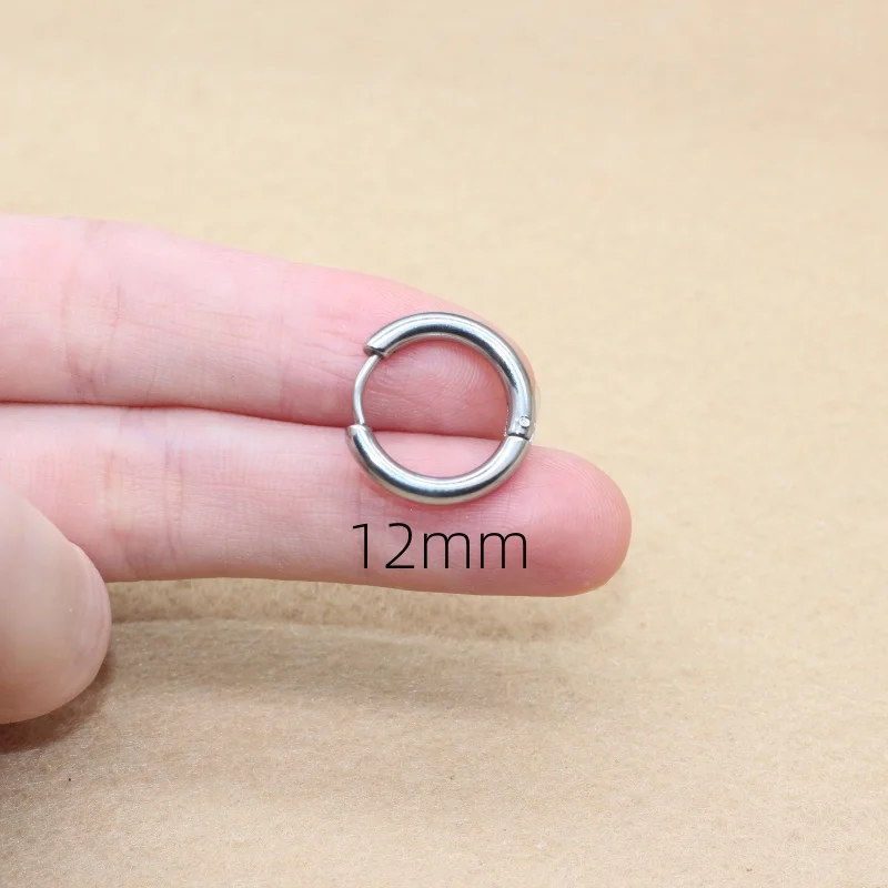 1 Paar Männer und Frauen dick 2,5mm Edelstahl kurzen Kreis 8mm 16mm 20mm Creolen keine verblassen Allergie frei – Detail 9