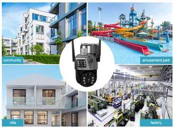 KERUI WIFI Solar Panel Dual Lens Camera Outdoor PTZ 4MP 2K 4G SIM Home Security CCTV Video Surveillance Monitor Built-in Battery 3