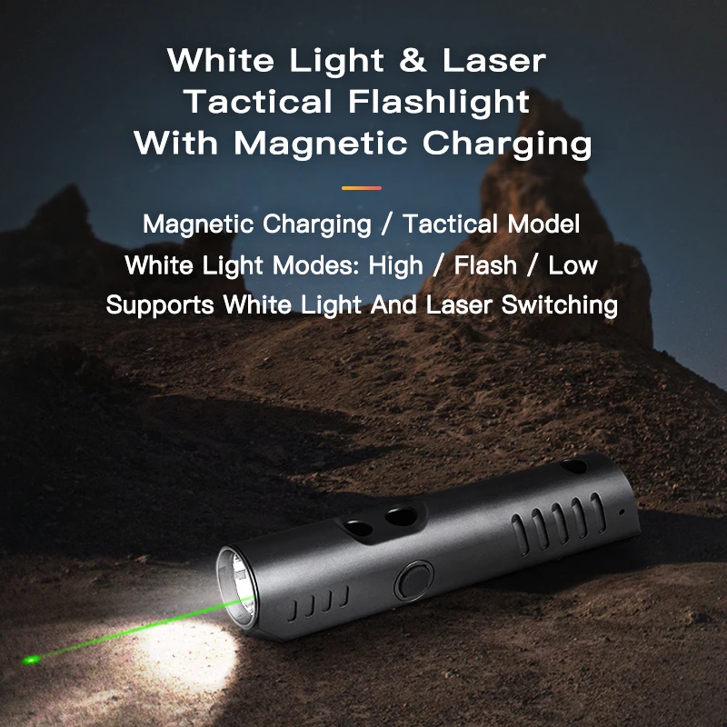 Richfire 2 in 1 Com Hunting Tactical Flashlight Ultra Bright 1300LM White Magnet Rechargerable Torch Light for Outdoor Sports