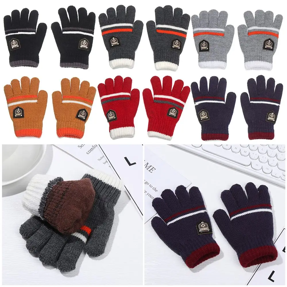 Outdoor Winter Children Soft Warm Thick Full Finger Mittens Kids Gloves Knitted Gloves