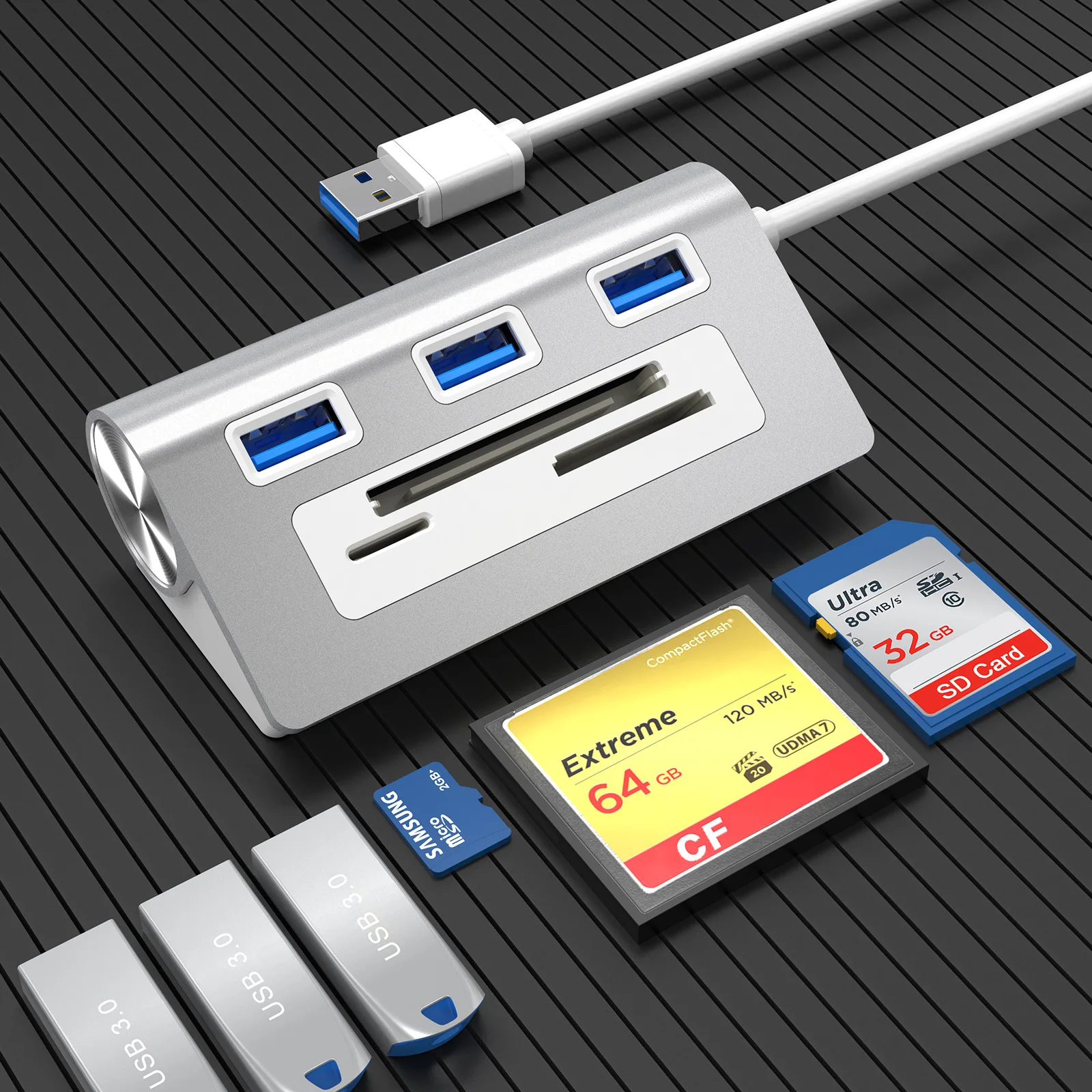 Lecteur De Carte Cf Usb 3.0, Lecteur De Carte Mémoire Adaptateur De Carte  Compact Flash Pour Carte Cf/sd/tf Micro Sd/ Micro Sdhc/md/mmc/sdhc/sdxc  Uhs-i Pour Windows Linux, Argent (aluminium) - Électroniques - Temu