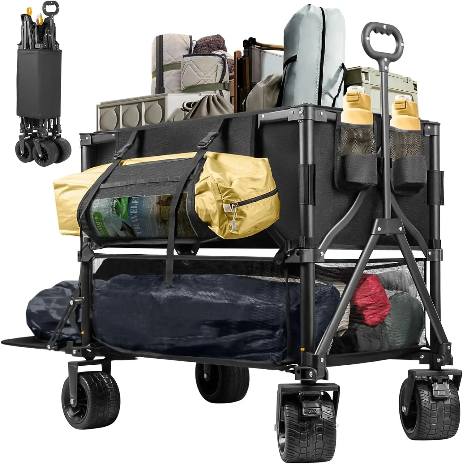 Double Decker Wagon 600lb Capacity 400L Collapsible Sports Wagon