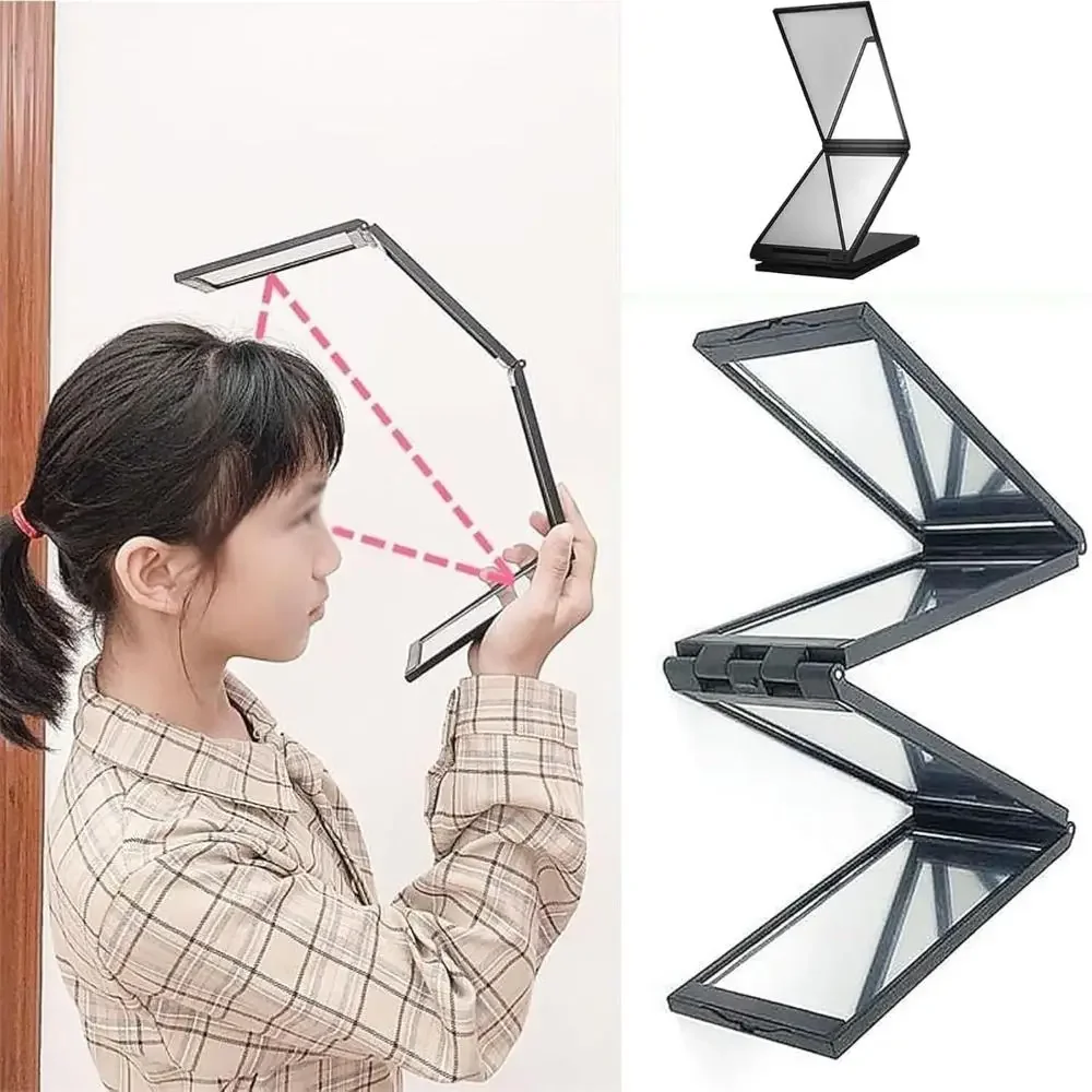 360-Degree Viewing Angle Multi Angle Folding Mirror Portable Handheld 4 Way Mirror Foldable 4-Sided Folding Makeup Mirror