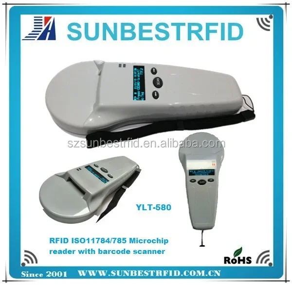 RFID Barcode Animal Ear Tags/Microchip Scanner Reader Support 1D Barcode/HDX/FDX-B/ID64 Tag 3