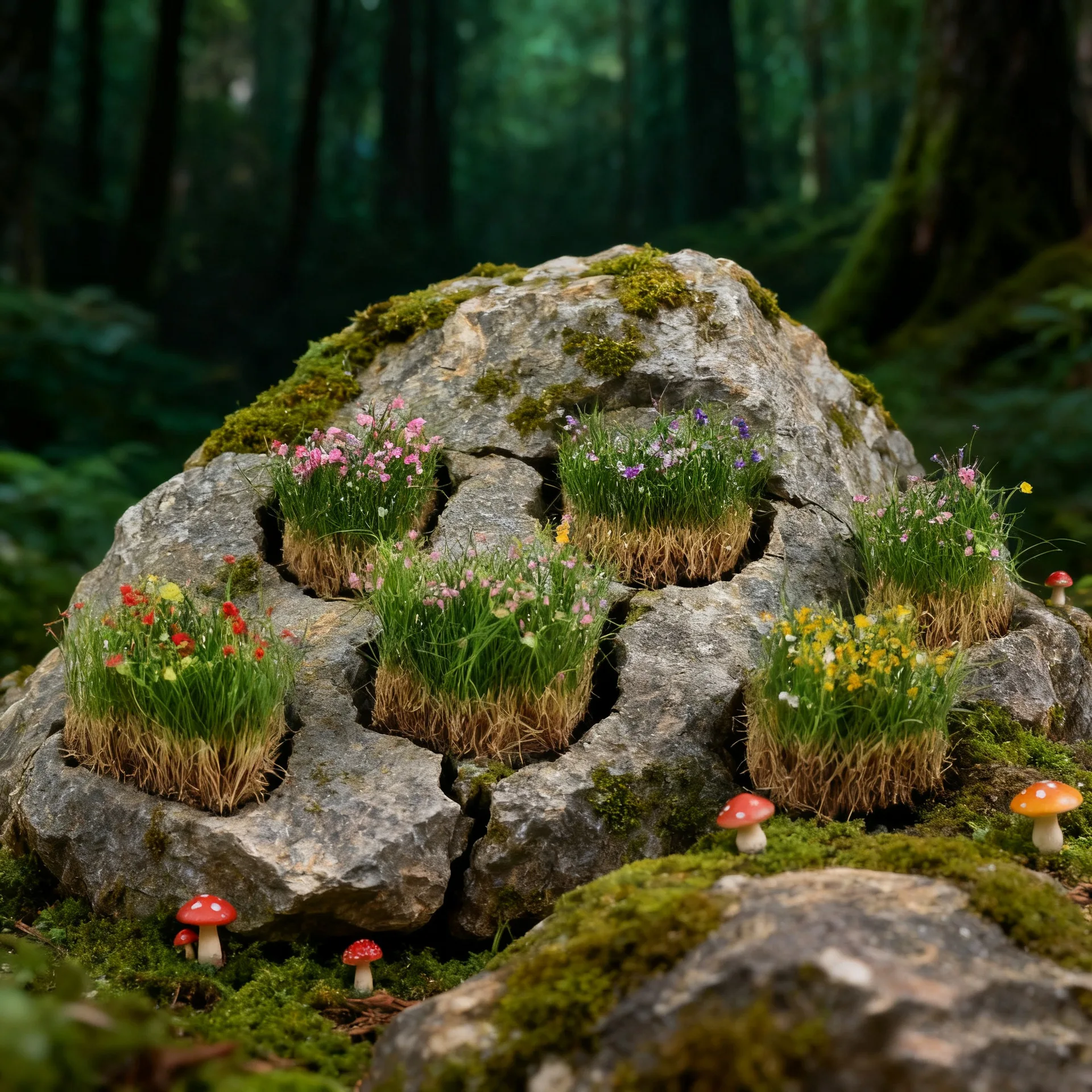 12MM 잔디꽃 클러스터 DIY 미니어처 디오라마 모델용 접착제 포함 수제 재료 잔디 클러스터 장면