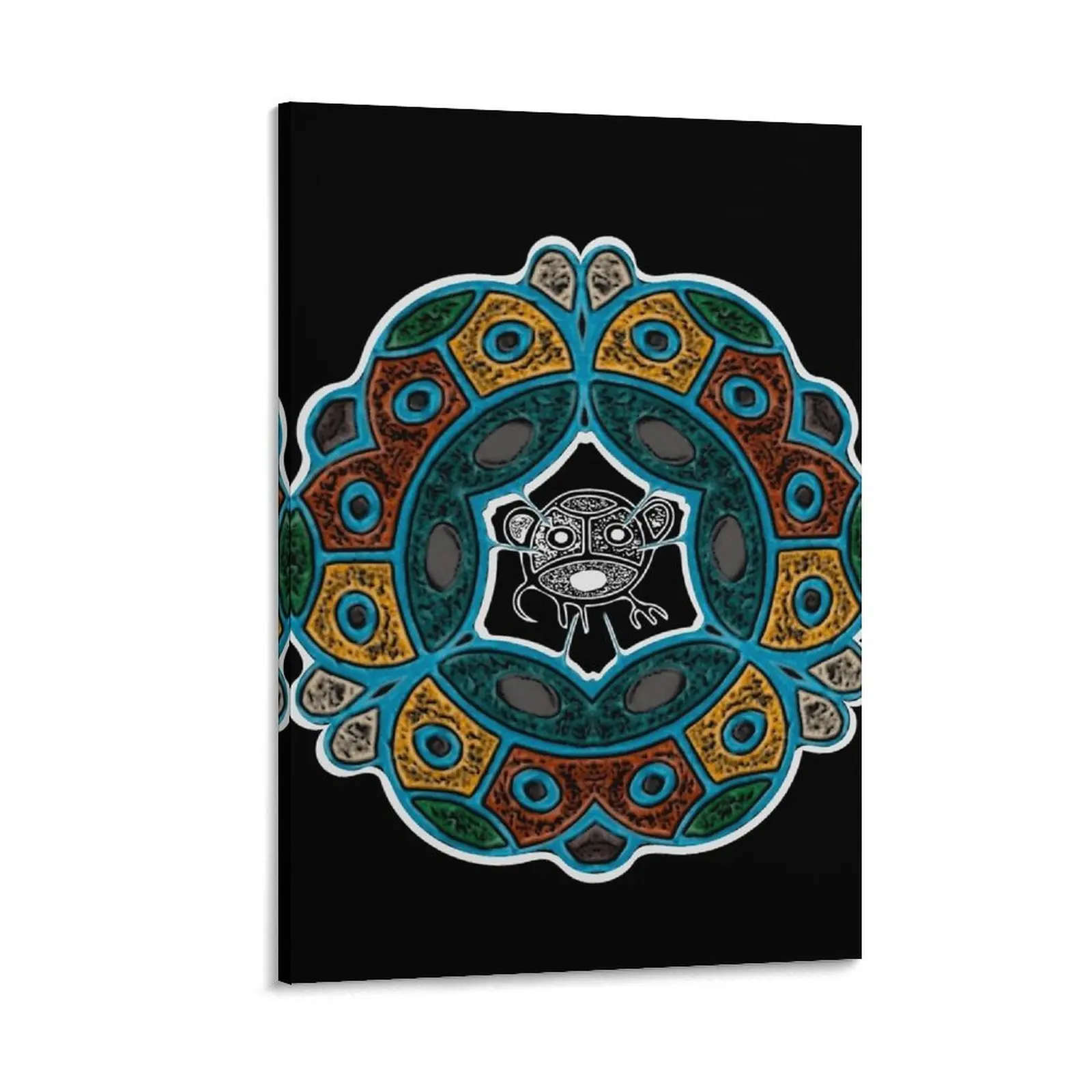 

Indigenous Symbol Inspired Mandala Canvas Painting posters for wall Decorative prints wall painting