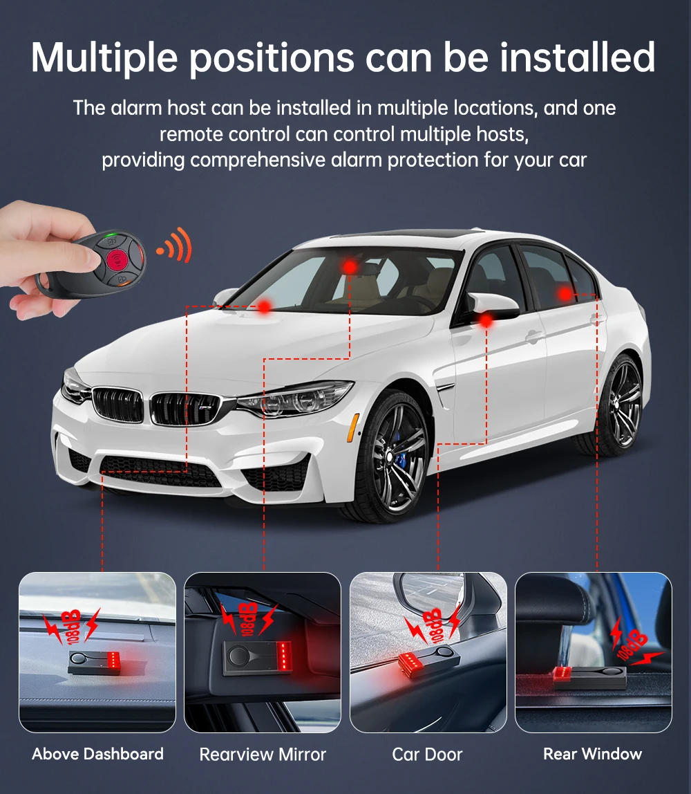 Anti-Theft Vibration Sensor Car Alarm with Warning Light and Magnetic Installation