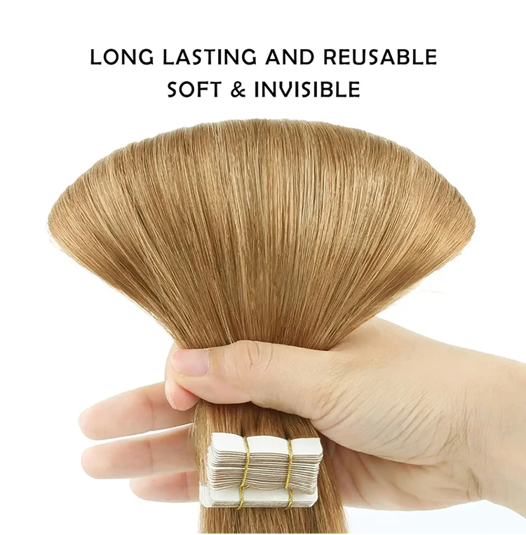 High Quality Tape Hair Extensions Full Ends Straight Hair 18-30 Inch Double Sided Adhesive Tape in Different Colors