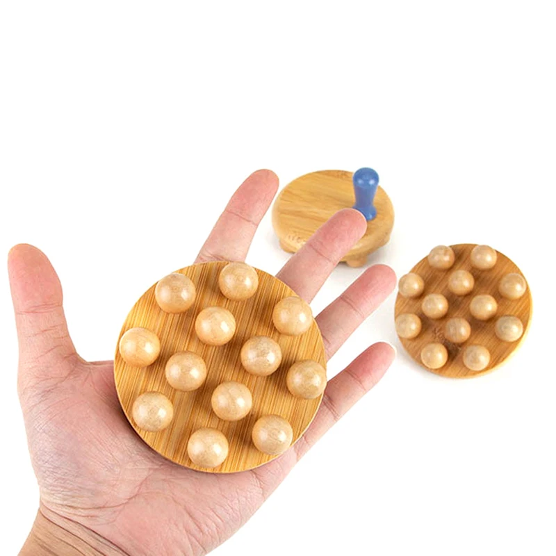 12 Beads Handheld Gua Sha Massage Brush Natural Wood Waist Leg Body Meridian Scraping SPA Therapy Anti Cellulite Relaxation Tool