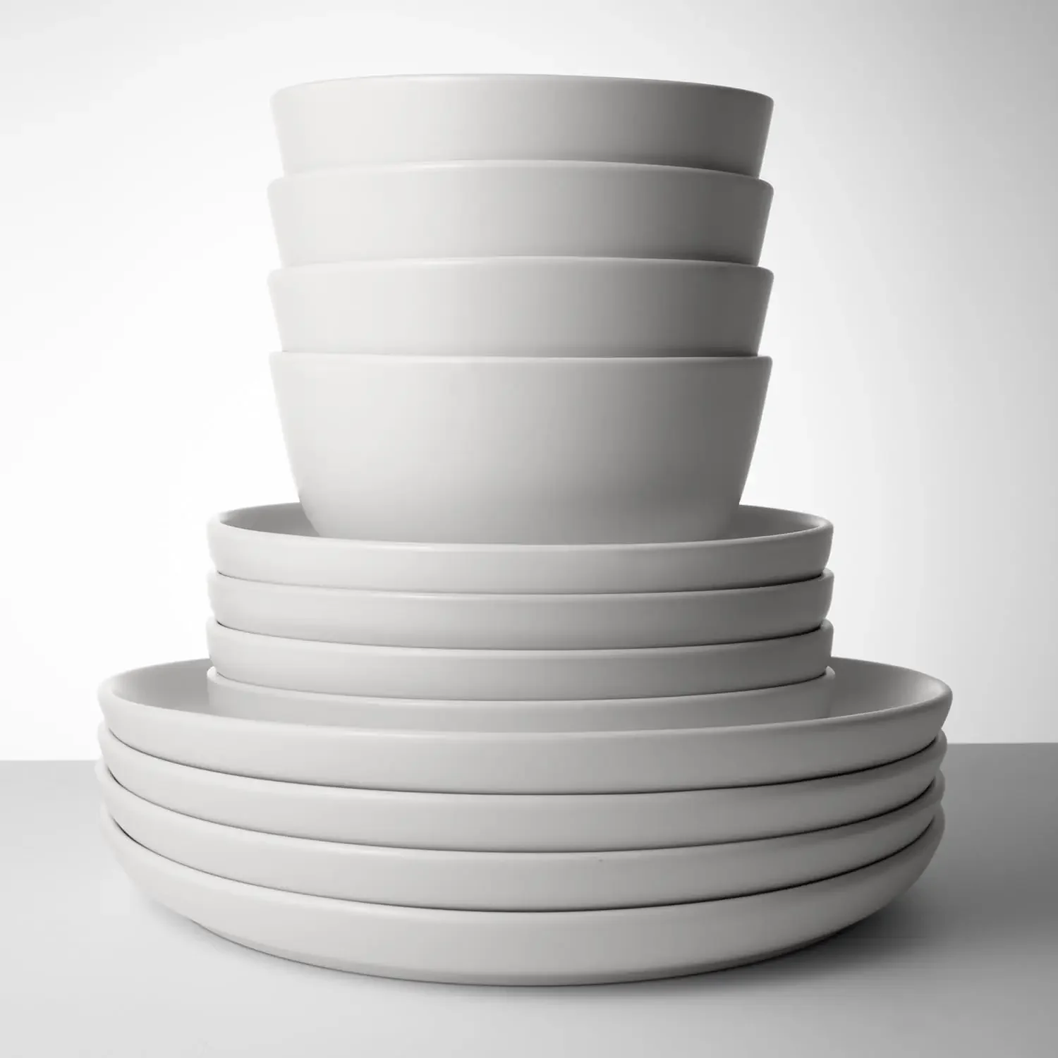 Dinnerware Sets, Stoneware Dinnerware Sets, Plates and Bowls Dishes, 12-Piece Service for 4, White
