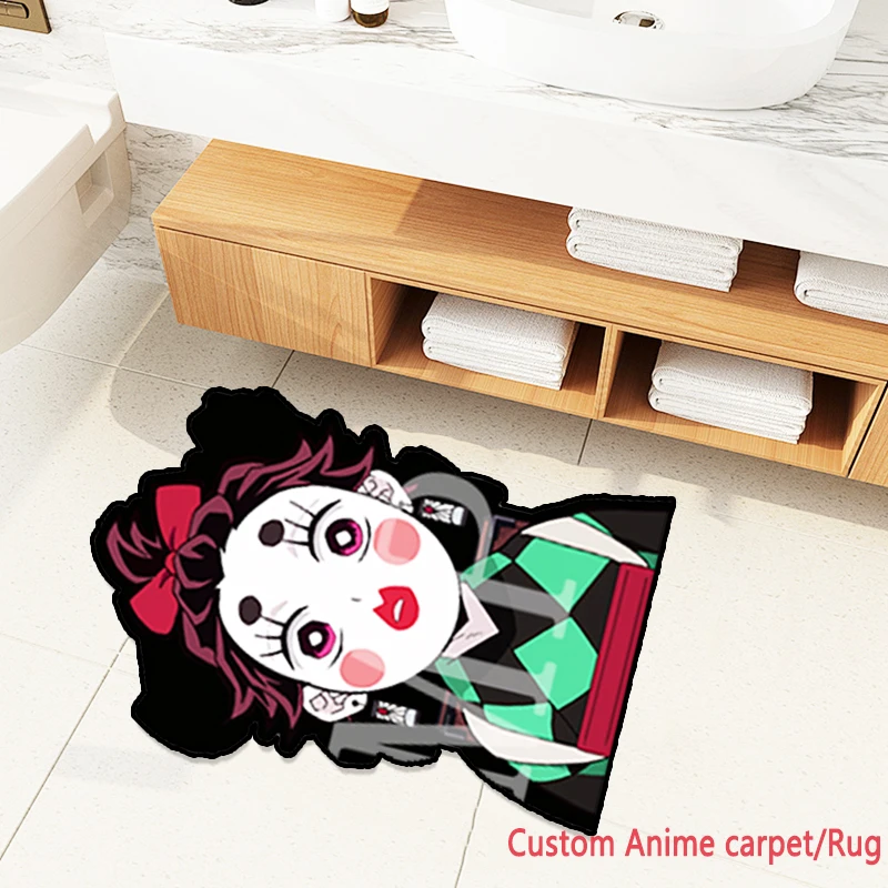

Demon Slayer Tanjirou/Zenitsu/Inosuke Custom Anime Irregular Non-slip Carpet /rugs for indoor Mat Kitchen Mat Door Creative Rugs