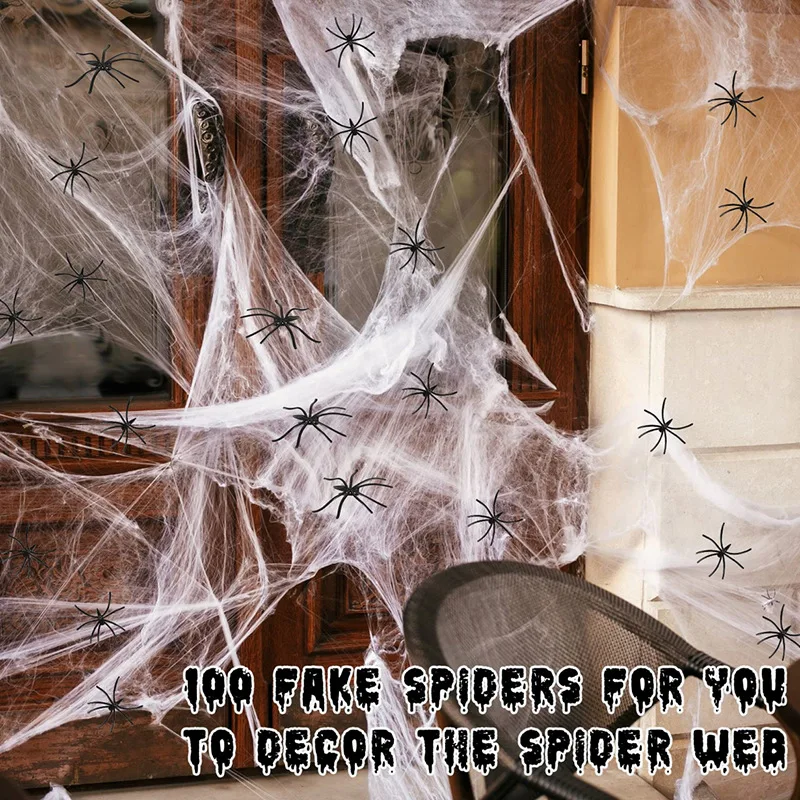 2026 Halloween-Dekoration, leuchtende Spinnennetze mit leuchtendem Spinnennetz und Spinnen für Spukhaus, Horror-Raumdekoration-Requisiten – Detail 18