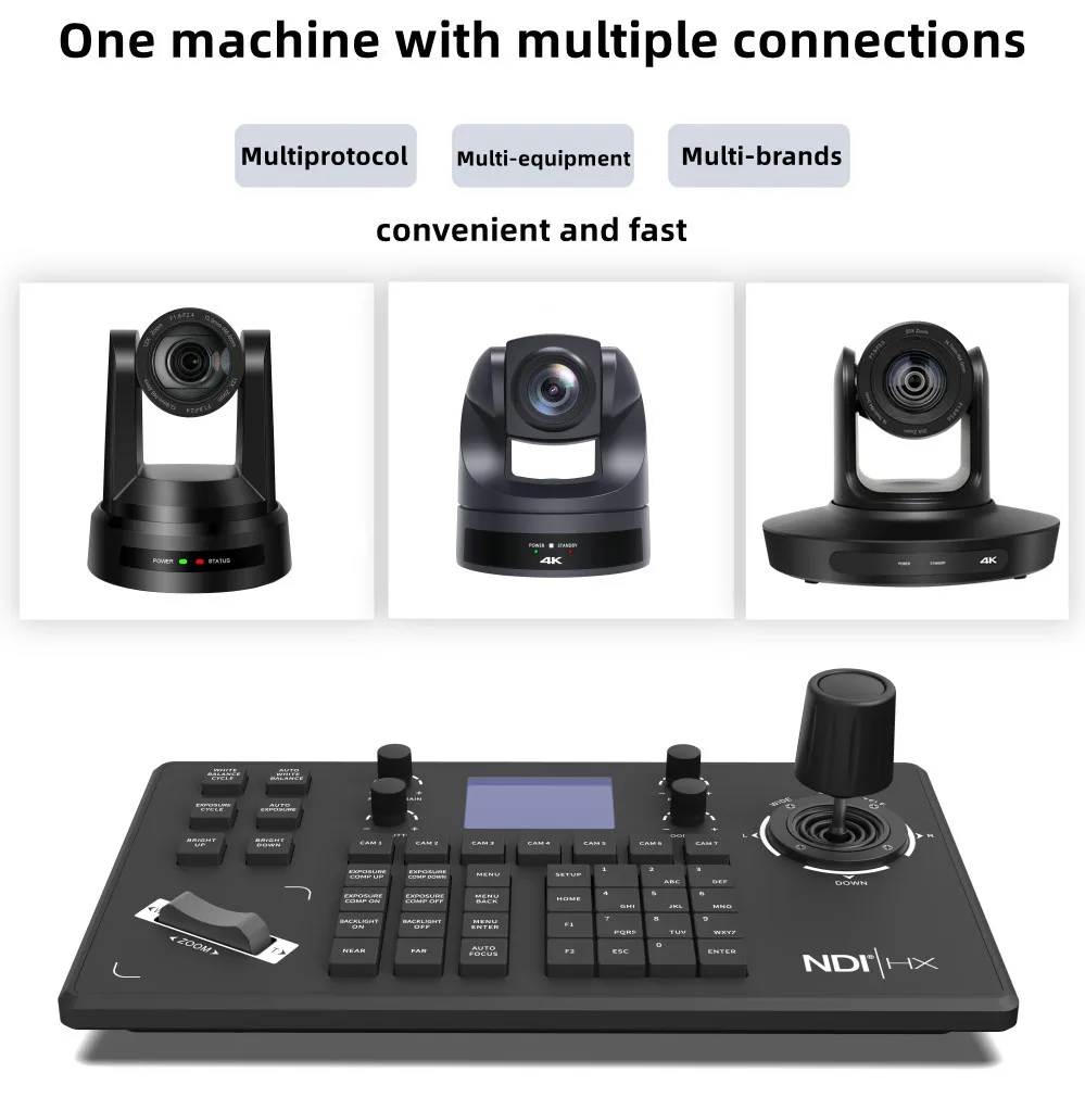 NDI Joystick Controller Keyboard 3D Controller for Video Conference Youtube Live Streaming PTZ Camera Control 255 Presets