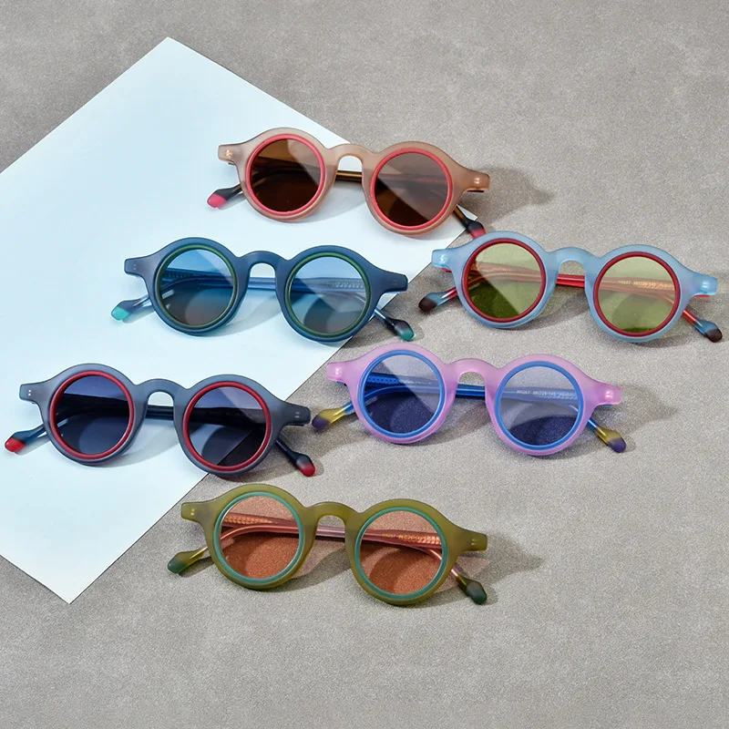 Handmade High Quality Sunglasses Double Ring Acetate Round for Men Women Trendy Designer Outdoor UV400 Personalized SUN GLASSES