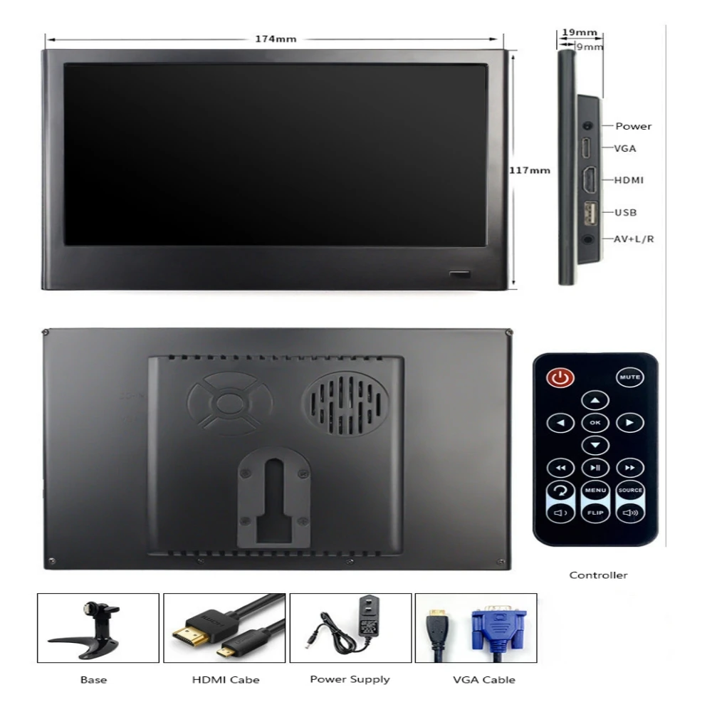 MSDONG ޴  ǻ , 7 ġ   LCD ũ, IPS USB HDMI ÷, 3b +, 4b/Windows