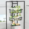 Drill-Free Bathroom Shelf Over Door Hanging Organizer Wall-Mounted Basket Rack Multi-Layer Shower Room Storage Shelf for Toilet 1